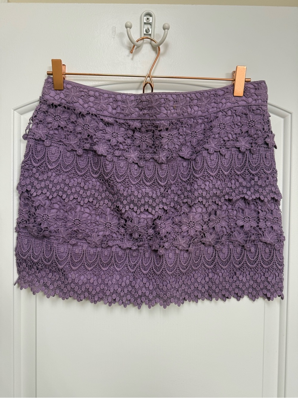 American Eagle Outfitters Lavender Lace Tiered Mini Skirt